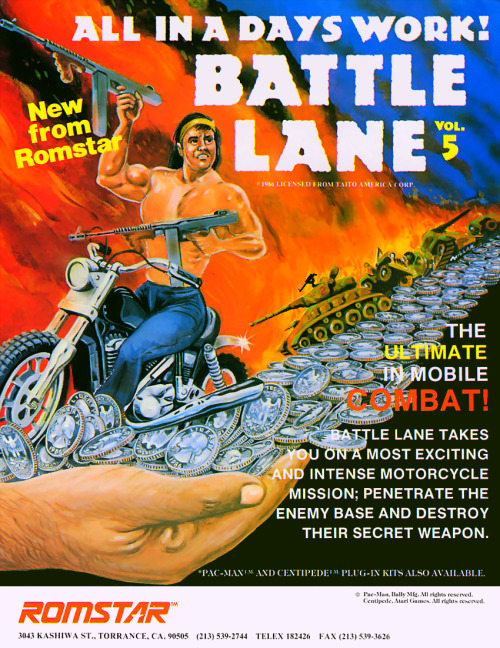 obscurevideogames: crazyarcadeflyers:This painting makes my brain hurt. Battle Lane! vol 5 (Taito/Te