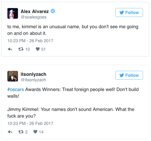 the-movemnt:  People are calling out Jimmy Kimmel for making fun of non-white names at the Oscars follow @the-movemnt 