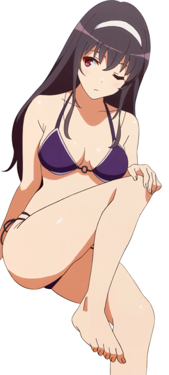 otaconsensei88:  Compilation of Utaha in her infamous blue bikini Series: Saekano  From: Megami Magazine #179 April 2015 issueSources: 1, original  From: Saekano Flat, season 2, episode 0Sources: 2, 3  From: Light Novel illustrationSources: 4, original
