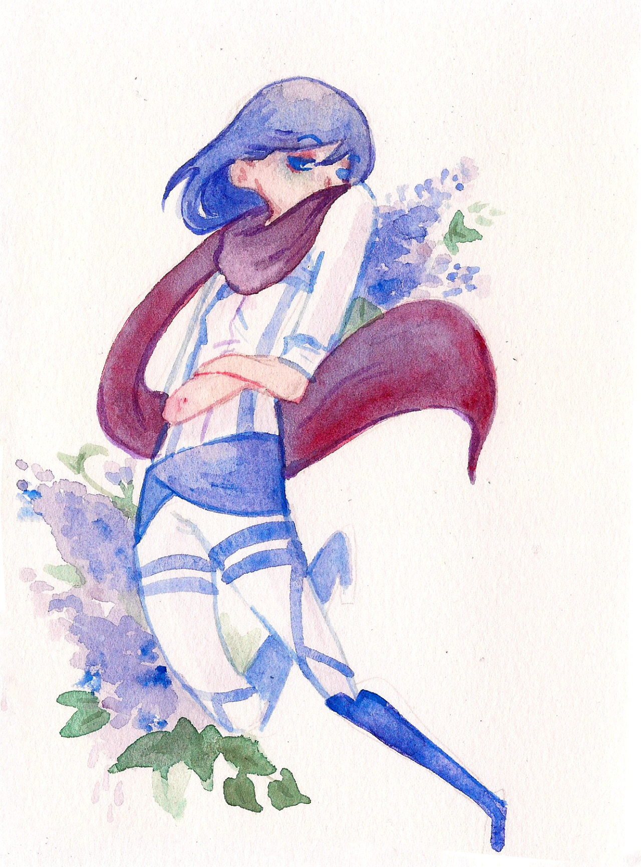 oliviawhen:  Some little watercolor and ink paintings of my favorite trio. 