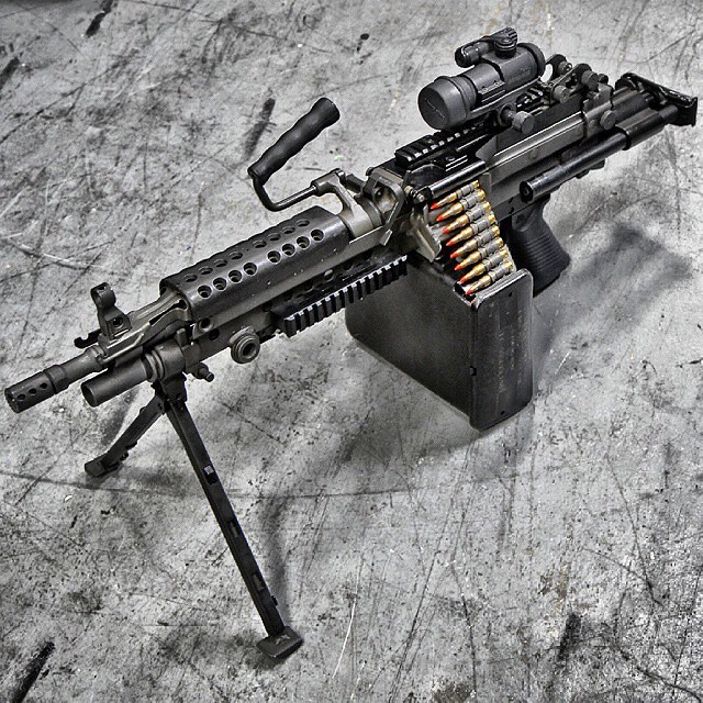 gunsdaily:  @metalhead_1 Metal as F*ck photo of the day. The @fnhusa M249 SAW Paratrooper