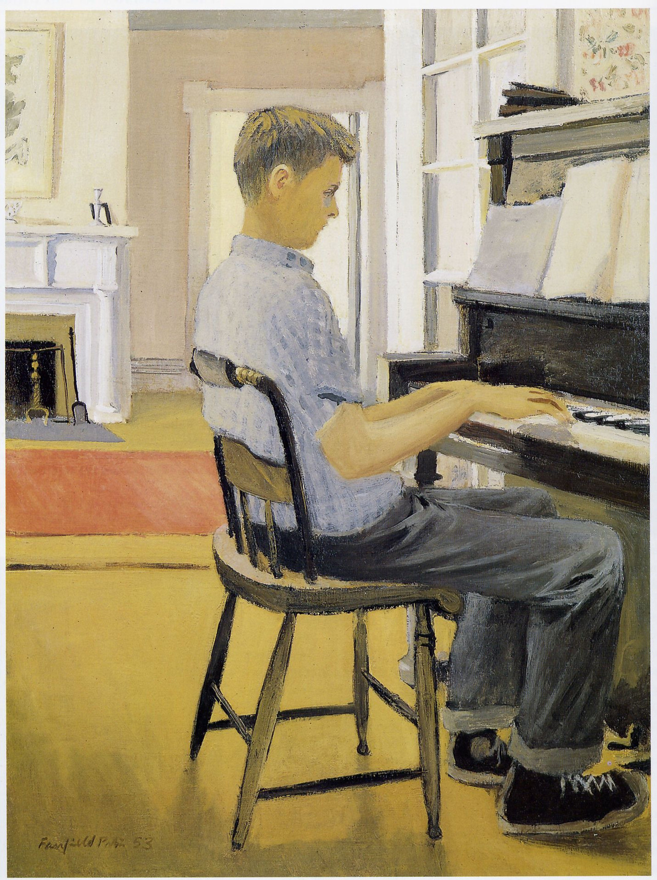 huariqueje: Laurence at the Piano   -   Fairfield Porter, 1953. American,1907-1975