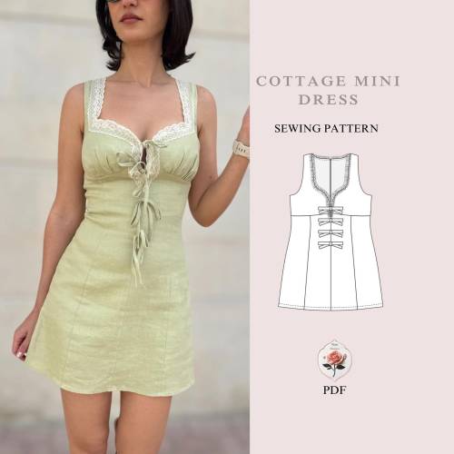 Cottage Core Mini Dress Sewing Pattern By RosysPatterns