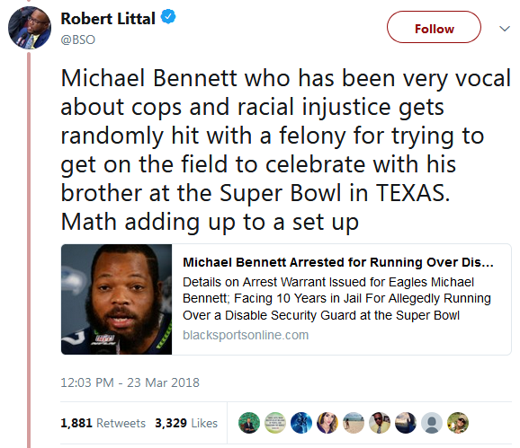 Michael Bennett Arrested for Running Over Disable Woman During Super Bowl | BSO