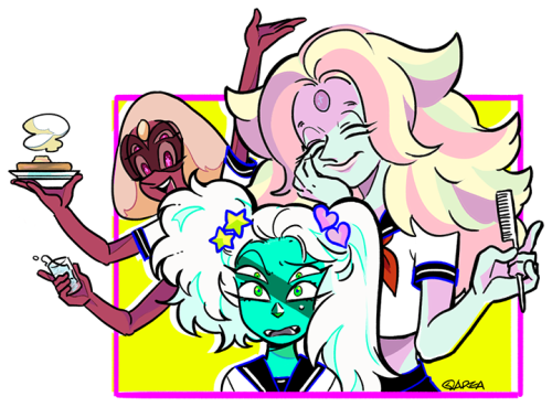 im-area:  [Steven Universe] Fusion High School AU Malachite in the morning   <3 <3 <3