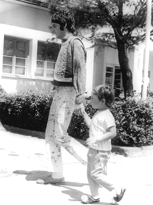 Paul McCartney & Julian Lennon photographed before the departure from Greece to London, on july 