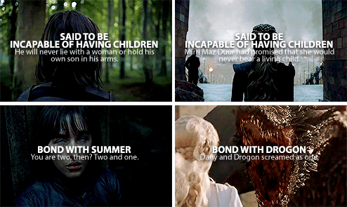 wiinged-wolf:Bran + Parallels -> Daenerys Targaryen