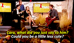 shawnphunters: Cara fangirling over Nat at the Paper Towns livestream event