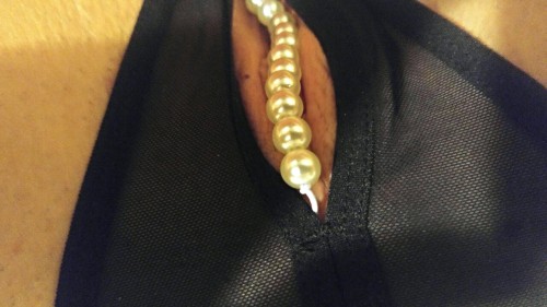 exhibitaddicted:  My pussy was feeling fancy today so I dressed her in pearls and gave her a good petting. 😍  She gets so very wet when I pet her!