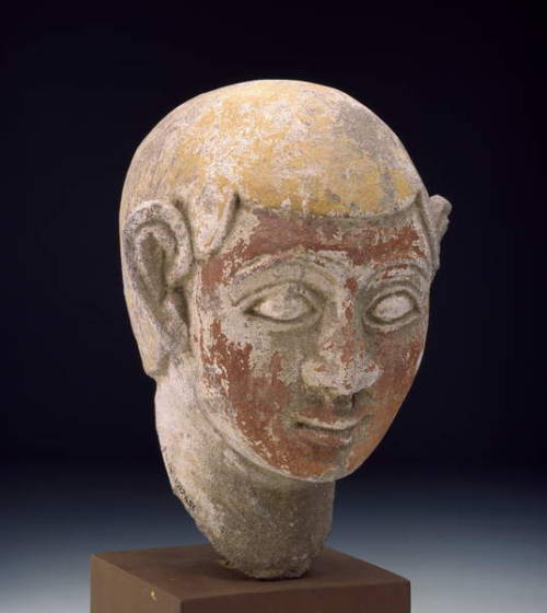 Painted Sandstone Head of a Ba-StatueThe Egyptians believed that a person’s essence or soul wa