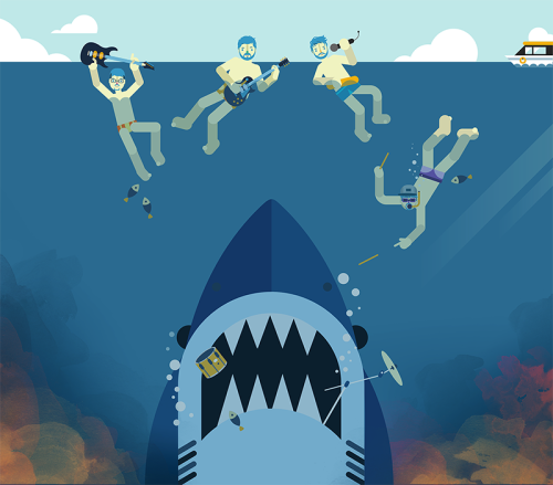 Illustration for new music single “ Jaws” from band - Jan Heinrich. 