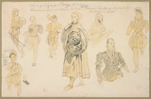 Studies for Costumes for Philip II, Eugène Delacroix, c. 1824, Minneapolis Institute of Art: 