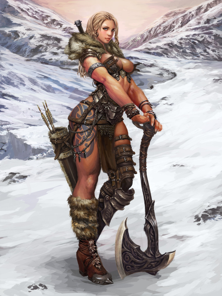 Sexy female vikings warriors