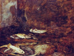 Eugène Boudin (Honfleur 1824 - Deauville 1898), Fish, skate and dogfish (1883)
