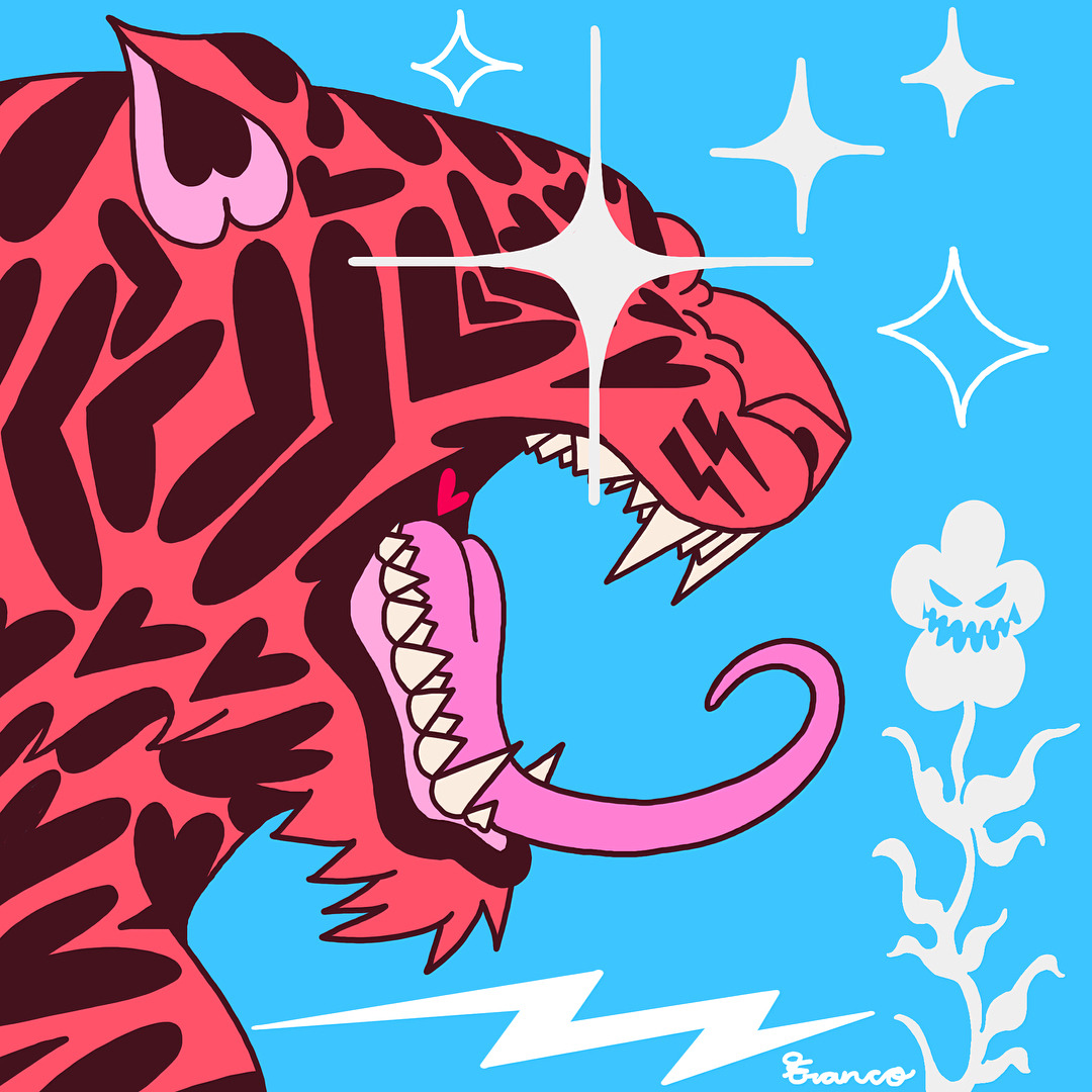 franco-e:  What should I call the tiger?? 🐅🐯🐅🐯 - - - #pepe #mural   #illustration