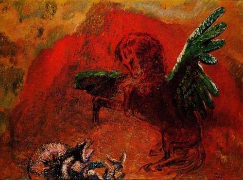 scribe4haxan: Pegasus and the Hydra (c.1907) ~ by Odilon Redon…