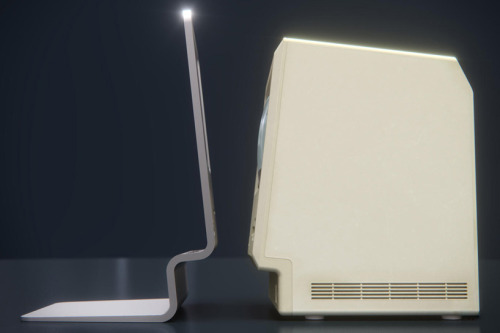 digitalramen:  German designers released this update on the original Macintosh, which features the same casing of an iPhone and the power of a MacBook Air.