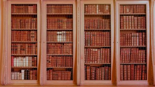 A Bookcase at Castle Howard Stately Home, North Yorkshire, England.