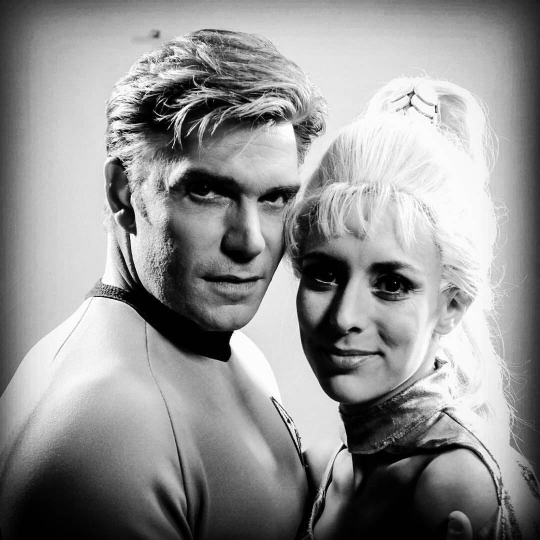 Kirk with Rayna Kapec, recreated from the TOS episode Requiem for Methuselah - Vic’s personal favorite episode. #productionstill #episodeIV #TheWhiteIris #startrekcontinues #tos #startrek #webseries #fanfilm #enterprise #stc #kirk #vicmignogna...