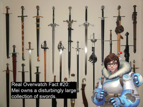 real-overwatch-facts:  Real Overwatch Fact #20:Mei owns a disturbingly large collection of swords.