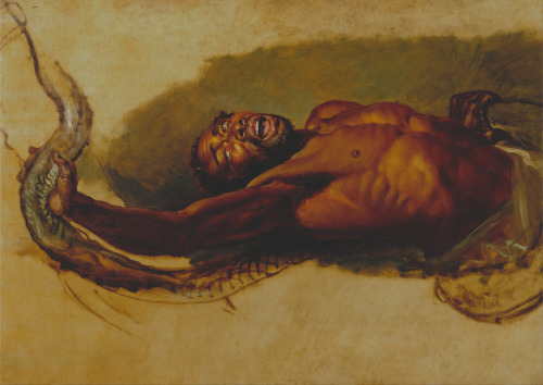 Man Struggling with a Boa Constrictor (Study for The Liboya Serpent Seizes Its Prey), James Ward, ca