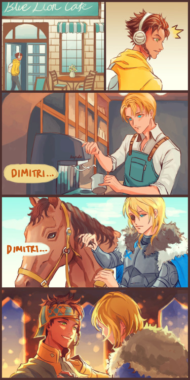 Cheesy Dimiclaude reincarnation AU to make you feel warm and fuzzy.Read left to right! 