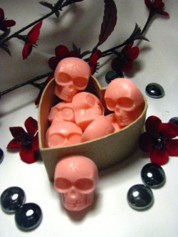 cheapassgoth:Skull soaps in heart shaped box (pick your color and scent) from etsy seller WeirdPlushPrice: Ű.99