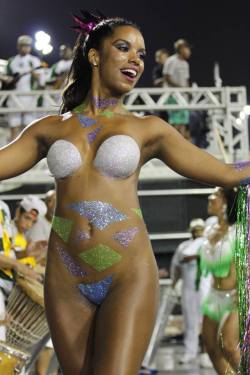   Body painted Brazilian woman at a 2016