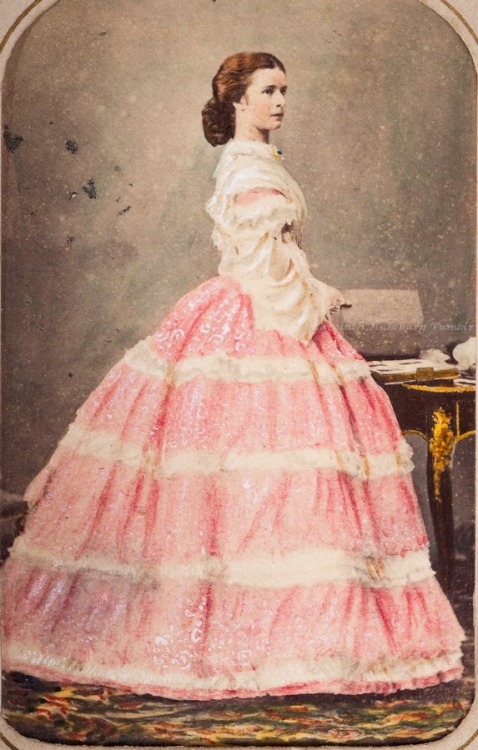 carolathhabsburg:  Handtinted image of Kaiserin Elisabeth of Austria . 1860s