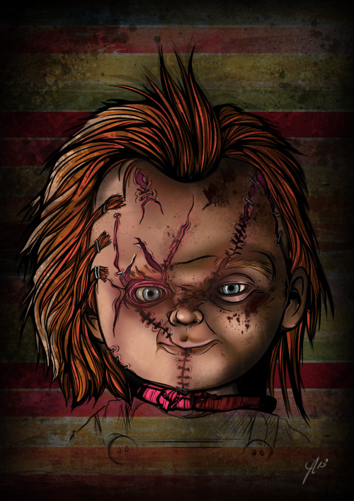 Charles Lee Ray aka Chucky portrait. I’m a huge fan of horror. More of my idols to come;)