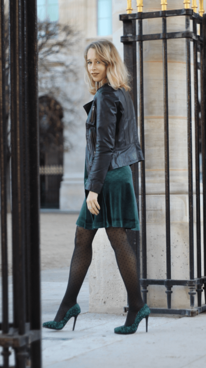 STREETSTYLE EVENING CLOTHING: A GIRLY DRESS BUT ROCK! - Fashion Tights - View more at www.fas