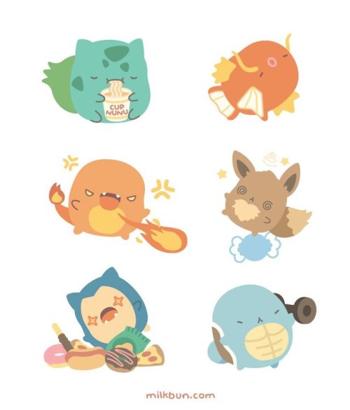 retrogamingblog:Milkbun created a set of pins based on her “guide to” pokemon comics