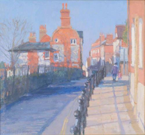 View of Quarry Street, Guildford   -   Nicholas VerrallBritish, b.1945-Oil on canvas