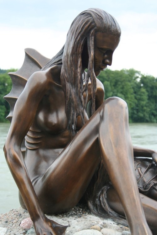 Roland Kistner (German, b. 1963, Rheinfelden (Baden), Germany) - St. Anna Mermaid statue in Rheinfel