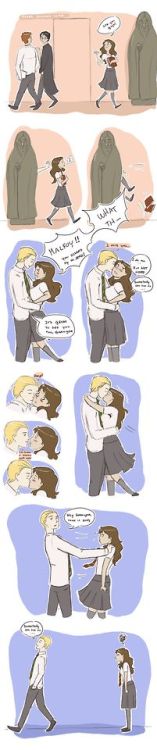 theperksofbeingiris:  Other Draco-Hermione moment by bonana-chan 