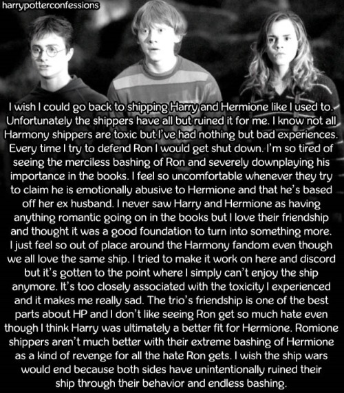 I wish I could go back to shipping Harry and Hermione like I used to. Unfortunately the shippers hav