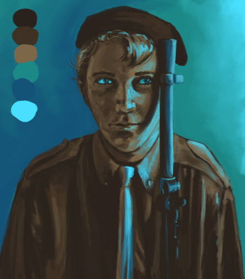 mortspourlafrance: for Brooke maedhrys, Resistance AU Jehan in palette # 22 this was really tricky t