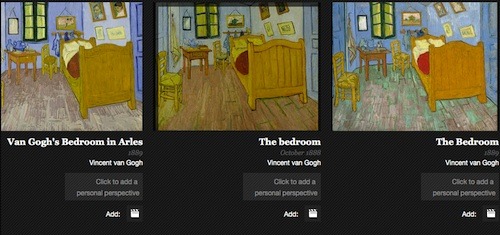 Three van Gogh canvases of his bedroom in Arles