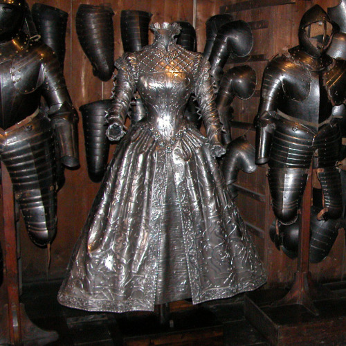hoop-skirts-and-corsets:Armoured Dresses, Graz Armoury, AustriaSourceFrom this source:While all this
