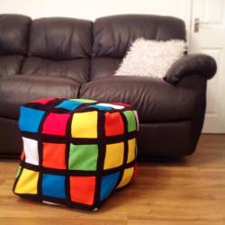 wolfiboi:  Giant Rubix Cube for a client done! My largest order so far. #rubixcube #rubix #cube #cushion #beanbag #giantcushions #colour #color #80s #80sstyle #customorders #puzzle #gamer #geek #homedecor #homestyle #furniture #plushmakers #plushmaking
