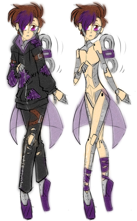 Steampunk AU fullbody designs for the automatons! I know I wanted Deceit to have his legs back but I