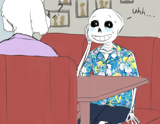 boops-boops-boops:idlyingabout:carlyraejepsans:currently obsessed with the mental image of susie finally taking noelle out on their first date only to step into the diner and see sans on a date with toriel wearing the exact same hawaiian shirt she’s