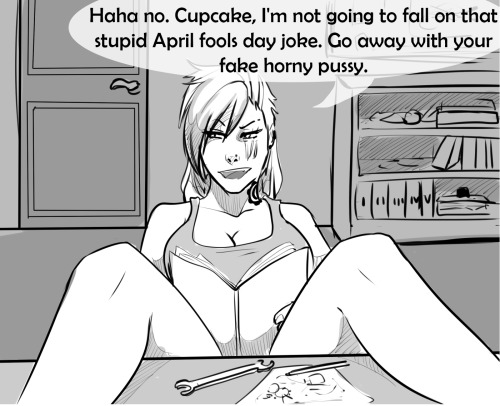 Poor horny Cupcake xD Caitlyn and Vi from League of Legends