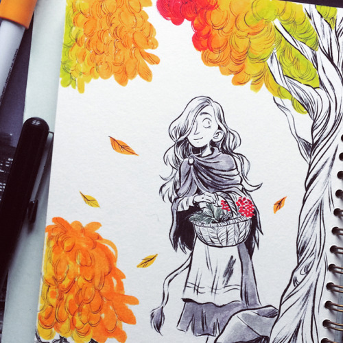 Number 3: Hulder in the forrest.  #inktober2017 #inktober #kuretakezig #pentalbrushpen #kuretakeinkt