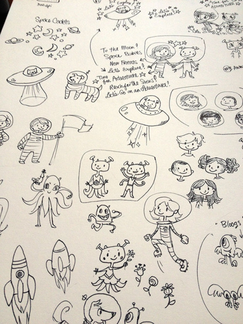 Lots of tiny sketches for the Little Cosmonauts line - Commander Keen just might be some of the best