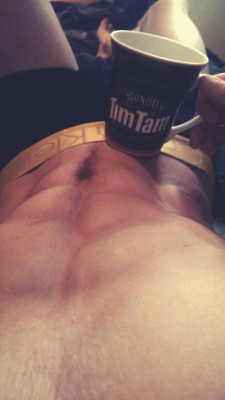 curiousspeedoguy:Waking up with the morning cup 😜☕🙈