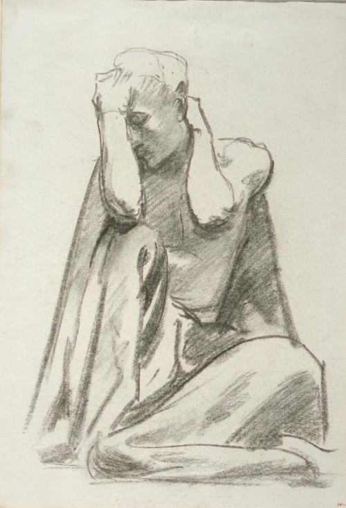 artist-sargent:Study for the Prophet Obadiah, Boston Public Library; verso: blank page, John Singer 