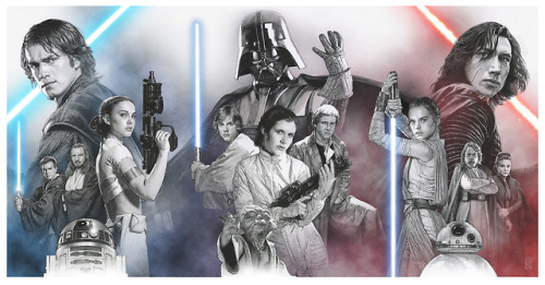 The Skywalker Saga as it relates to the Force. This is a licensed triptych I created for SDCC18. It’