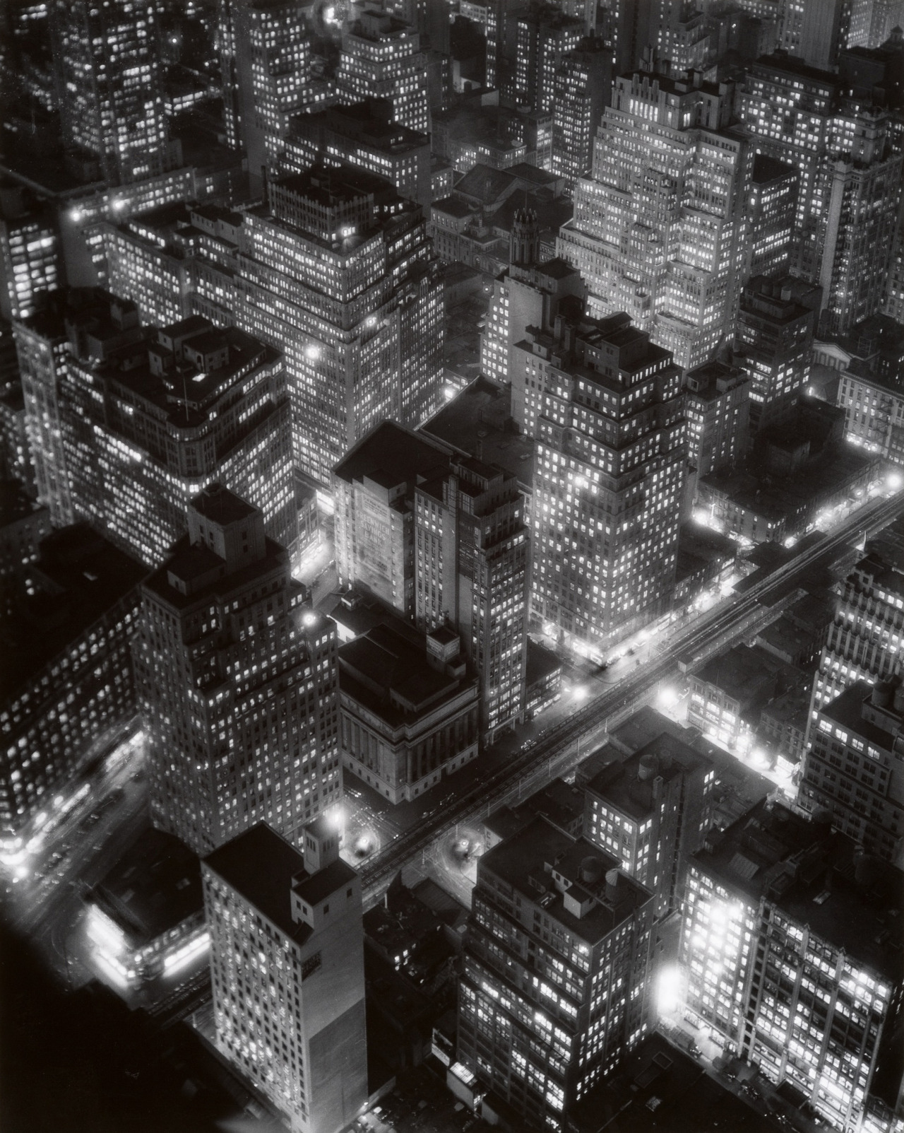 ryanpanos:  Night View, New York | Berenice Abbott | Leslie Jones | Via