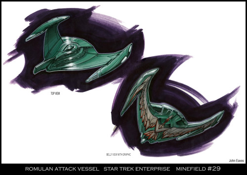 startrekstuff:“Retro” Romulan ship by concept artist John Eaves for Star Trek: Enterprise. [Source]